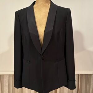 ARMANI COLLEZIONI fabulous tuxedo style blazer, black wool, fully lined, size 10